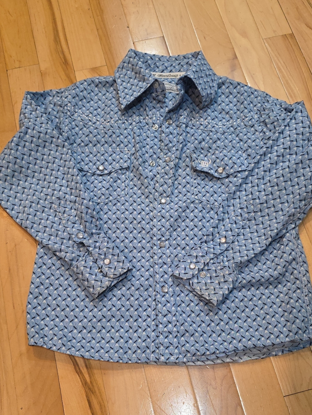 Boy's Cowboy Hardware Blue Pearl Snap Shirt
